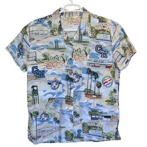 Corona Del Mar High School Mens 2X Blue Hawaiian Shirt Hoffman California Cotton